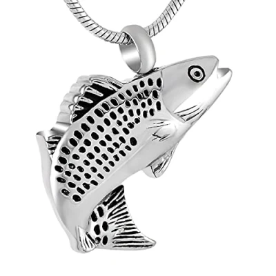 Image of TIANZXS Cremation Ashes Stainless steel carp Shape Urn Necklace Memorial Jewelry Holder Pendant Water fish Sliver