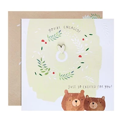 Image of Hallmark Engagement Congratulations Card Contemporary Bear Illustration Design