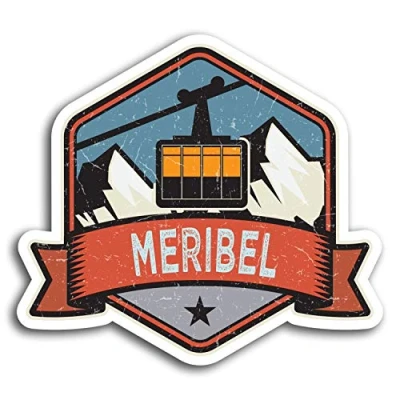 Image of 2 x 10cm Meribel France Ski Alps Vinyl Stickers Sticker Laptop Luggage #19515 (10cm Wide)