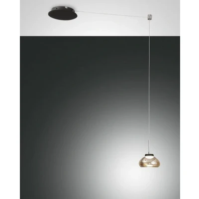 Image of Arabella LED Dome Pendant Ceiling Lights Amber Glass