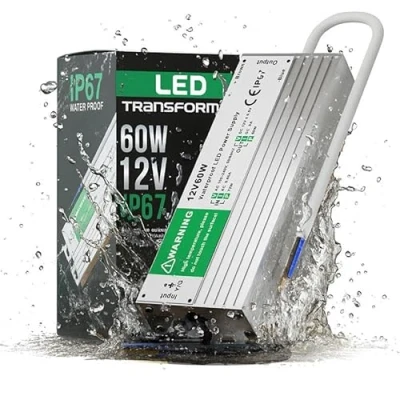 Image of DCVOLTAGE 12V 5A 60W waterproof LED Transformer, IP67 Low Voltage Indoor &amp; Outdoor Constant Transformer Power Supply, Lighting