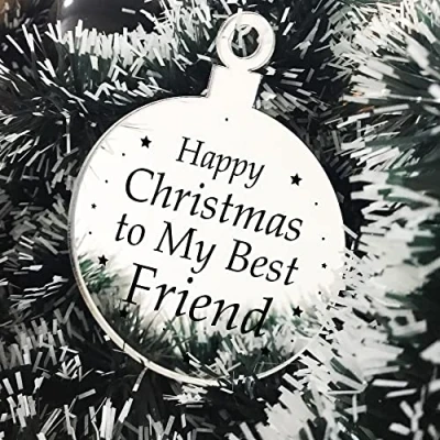 Image of For Best Friend Christmas Tree Decoration Engraved Bauble Gift Her