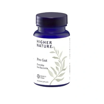 Image of Higher Nature Pro Gut High Strength Probiotic Multi Strain for Digestive System Everyday Live Bacteria 5 Billion CFUs Vegan 30 Capsules