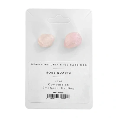 Image of Gemstone Chip Stud Earrings, 1x1cm, Rose Quartz