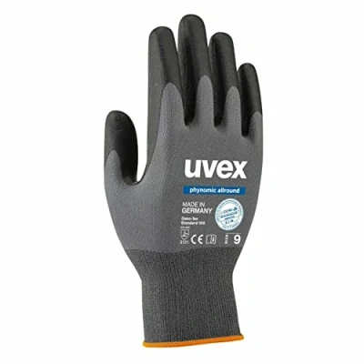 Image of uvex Safety phynomic Allround 3 pack gloves for garden, workshop and operation, light mounting gloves, moisture repellent protective grey