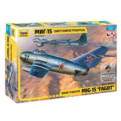 Image of Zvezda 500787317 1:72 MIG 15 Bassoon Plastic Model Kit Assembly for Beginners Detailed Silver