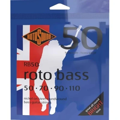 Image of Rotosound RB50 Nickel Heavy Gauge Roundwound Bass Strings (50 70 90 110), White Black Red Blue, Small Medium Large X 2X