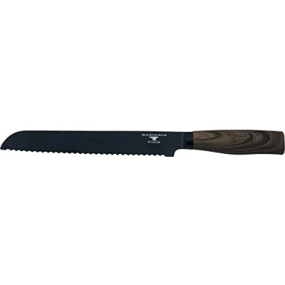 Image of Rockingham Forge Forester Series 8&quot; Serrated Bread Knife Stainless Steel Blade with Black Oxide Coating Ergonomic Wooden Handle, RF 6186P