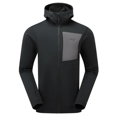 Image of Rab Men&#039;s Superflux Hoody Lightweight Fleece Jacket for Trekking &amp; Climbing Black Medium