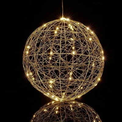 Image of Relaxdays LED Light Sphere, Window Ornament, Autumn, Hang Up Christmas Decor, Battery Powered, Ø 30cm, Silver, Iron, 30 x cm