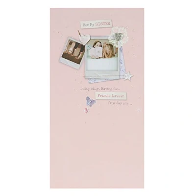 Image of Hallmark Medium Slim Sister Traditional 3D Heart Attachment Birthday Card