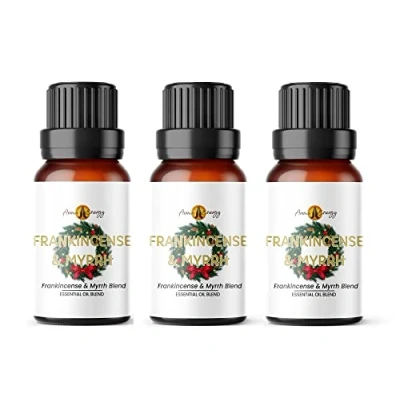 Image of Aroma Energy Frankincense &amp; Myrrh Essential Oil Blend 30ml (3 x 10ml Bottles) 100% Pure Natural
