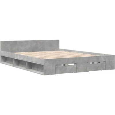 Image of vidaXL Bed Frame with Drawers without Mattress Concrete Grey 160x200 cm