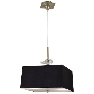Image of Akira Square Pendant 4 Light E27, Antique Brass With Black Shade