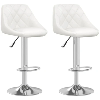 Image of vidaXL Bar Stools 2 pcs White Faux Leather