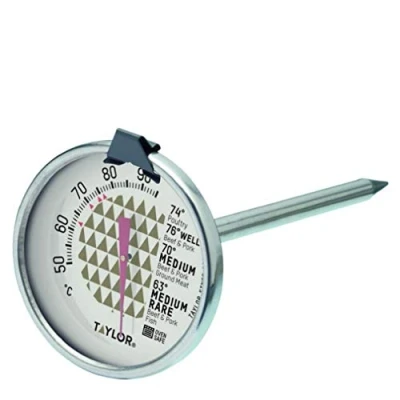 Image of Taylor Meat Oven Thermometer Probe, Temperature Gauge with Probe Chart, Stainless Steel