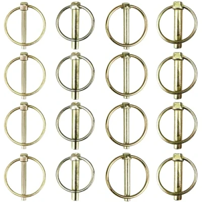 Image of 16Pcs Round Safety Pins Retaining Heavy Duty Steel Hitch Clips Lynch Pin Assortment Kit for Trailers, Tractors, Agricultural Vehicles