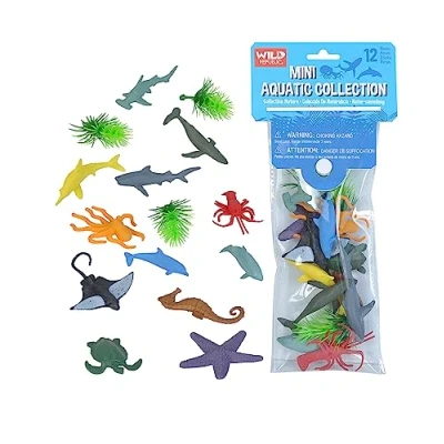 Image of Wild Republic Mini Ocean Polybag, Kids Gifts, Aquatic Toys, Educational Reusable Bag, 12 Pieces, Wasser