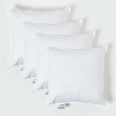 Image of HOMESCAPES 4 Pack Luxury Duck Feather Cushion Inserts 45cm x (18 18) Perfect Bounce Back and Down Proof Cover Generously Filled Inner Pads Filler, Hypoallergenic RDS Certified Machine Washable