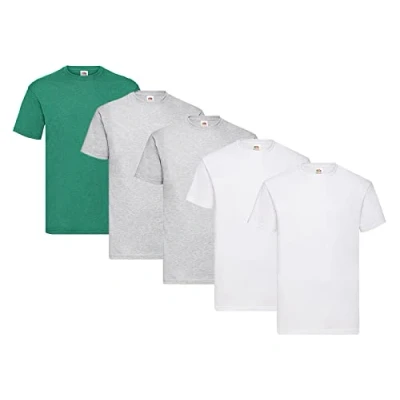 Image of Fruit of the Loom Pack 5 Screen Star Full Cut T Shirts, Colour Set I, L