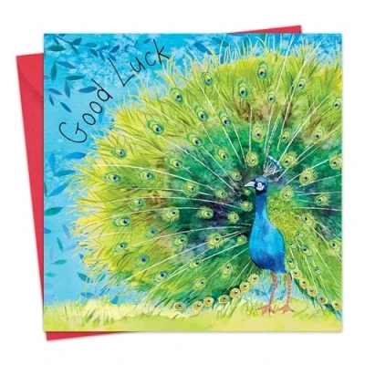 Image of Twizler Good Luck Card with Peacock New Job Exams Driving Test Home Gifts