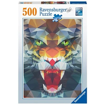 Image of Ravensburger Polygon Lion 500 Piece Jigsaw Puzzle for Adults and Kids Age 10 Years Up, Yellow