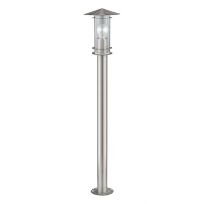 Image of Eglo Lisio Outdoor Lamppost, Electric Garden and Driveway Lighting, Exterior Stainless Steel Plastic Bollard Light Coloured in Silver White, E27 Socket, IP44