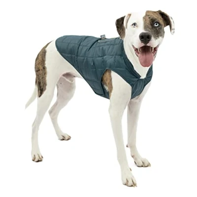 Image of Kurgo Loft Dog Jacket, Reversible Coat for Cold Weather, Ink Blue/Seaglass, X Small