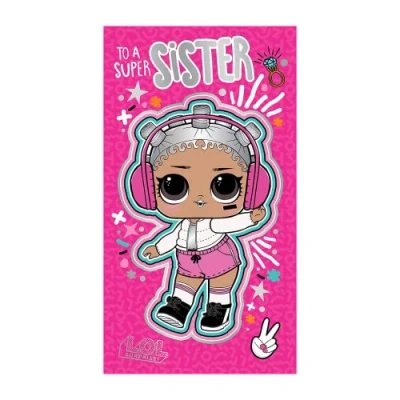 Image of Official LOL Surprise Sister Birthday Card, Card for Sister, Climate Pledge Friendly Recyclable Officially Licensed
