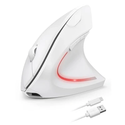 Image of Ergonomic Mouse, 2.4G Wireless Mouse Rechargeable, 4800 DPI Vertical 6 Button Silent with 5 Adjustable Levels DPI, USB Receiver, Cordless Computer Optical for Laptop, PC, Mac