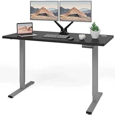 Image of FLEXISPOT Electric Height Adjustable Standing Desk Sit Stand Up with Memory Smart Pannel EF1 SERIES(140 * 80cm, Silver Frame+black Desktop)