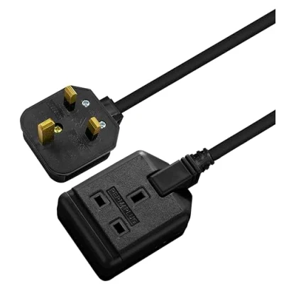 Image of Masterplug Heavy Duty Single Socket Extension Lead, 5 Metres, Black