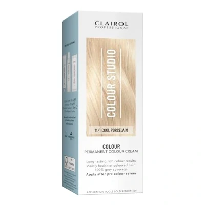 Image of Clairol Colour Studio Permanent Cream Hair Dye Long lasting Rich Tones 100% Grey Coverage Dermatologically Tested Vegan Formula Colouring Kit Cool Porcelain 11/1 I 50ml