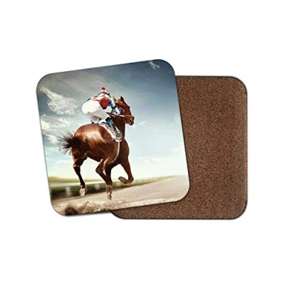 Image of 1 x Horse Racing Coaster Equestrian Horses Jockey Sports Equine #13263…