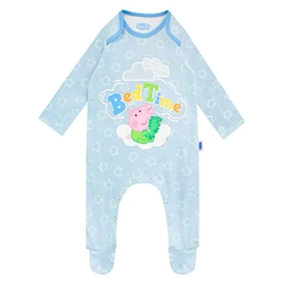 Image of Peppa Pig Baby Boys George Sleepsuit Blue 0 3 Months