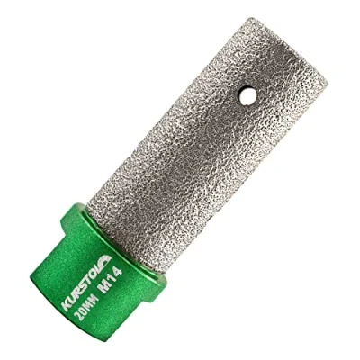 Image of KURSTOL Diamond Finger Milling Bit Drum Wheel Dia 20mmXM14 Thread for Enlarging Shaping Round Bevel Existing Hole of Porcelain,Hard Ceramic,Granite,Marble Flat