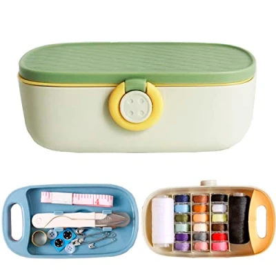 Image of Sewing Kit Box, for Adults Basic Needle and Thread Kit, Portable Plastic Travel Kits Adutls Supplies Accessories by MUSUBI