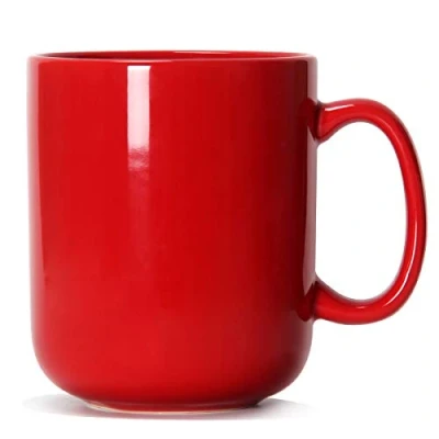 Image of Smilatte 20 OZ Large Coffee Mug, M016 Plain Ceramic Boss Big Tea Cup with Handle for Dad Men, Red
