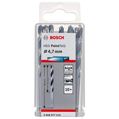Image of Bosch Professional 10 Piece PointTeQ HSS Twist Drill Bit (for Metal, 4.7 x 47 80 mm, Driver Accessories)