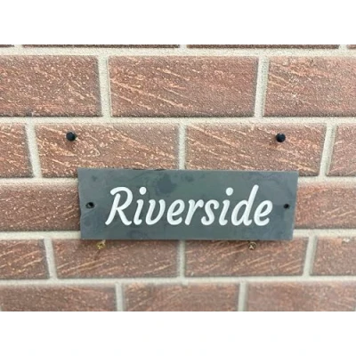 Image of Large Slate House Signs Name Number Plaque 30cmx10cm Personalised Sign Engraved NOT LASERED