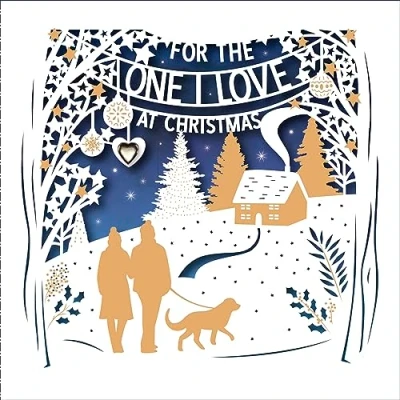 Image of The One I Love 3D Cut Out Foiled Embellished Christmas Card Xmas Greeting Cards 690932