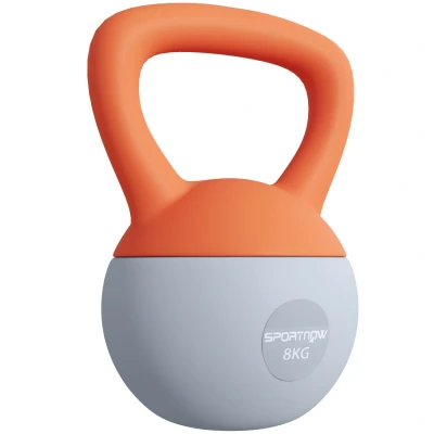 Image of SPORTNOW Soft Kettlebell, 8kg Kettle Bell with Non Slip Handle for Home Gym Weight Lifting and Strength Training, Orange Grey