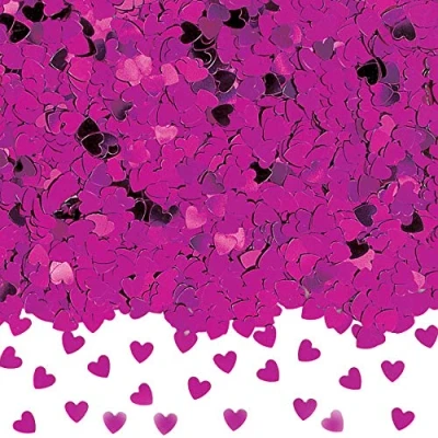 Image of amscan 9900862 Confetti Sp Hrt h pink 14g met