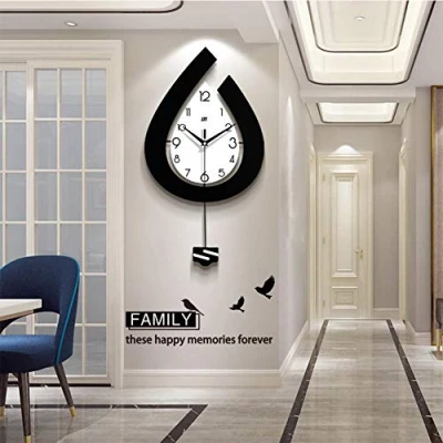 Image of Modern Decorative Pendulum Wall Clock, Stylish Quartz With Clock Silent Large Fashion Clocks For Home Living Room Office Bedrooms Kitchen Clock,12x22inch