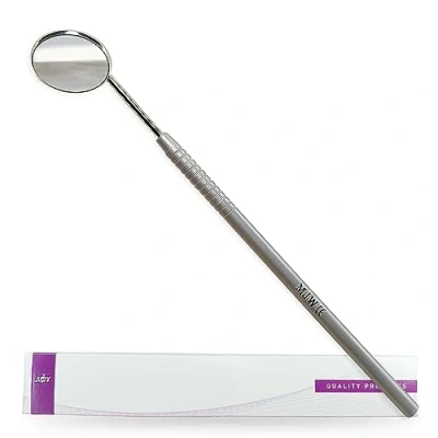 Image of MJW Dental Mirror for Mouth with Handle Made of Stainless Steel Teeth Cleaning, Oral Hygiene Inspection and Lash Extension Tool Personal use round mounted 1.96 in