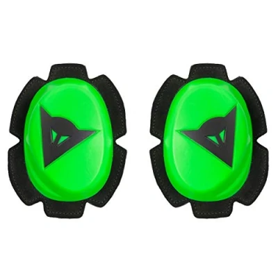 Image of Dainese Pista Knee Slider, Polyurethane Motorbike Pads, Smooth Contact with Track and Asphalt, Motorcycle Slider Velcro Closure, Green Fluo/Black