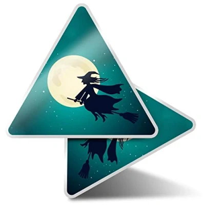 Image of 2 x Triangle Stickers 10 cm Halloween Wicked Witch Cartoon Fun Decals for Laptops,Tablets,Luggage,Scrap Booking,Fridges #16738