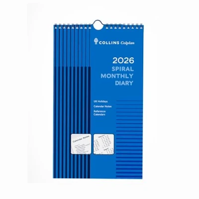 Image of Collins Colplan 2026 12 Month Calendar Year Spiral Monthly Planner Blue (64 26)