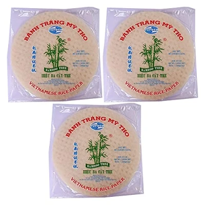 Image of Round Vietnamese Rice paper 22cm 340g Summer Roll Goi Cuon Banh Trang Fresh Spring Pack of 3