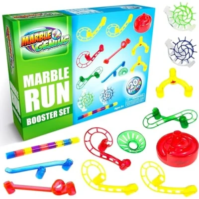Image of Marble Genius Run Booster Set 20 Pieces Total (Marbles Not Included), Construction Building Blocks Toys for Ages 3 and Above, with Instruction App Access, Add On Set, Primary